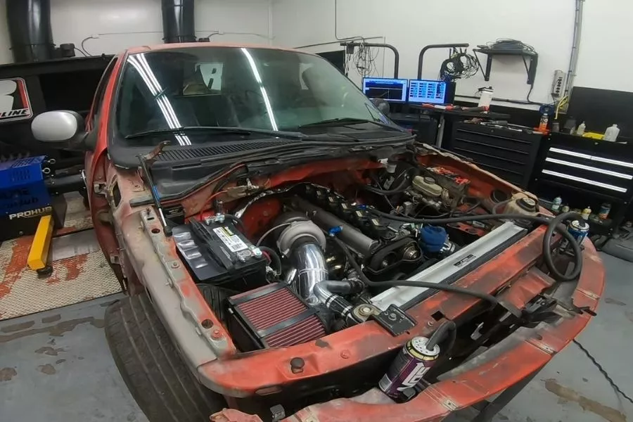 A picture of the 2JZ on an F-150
