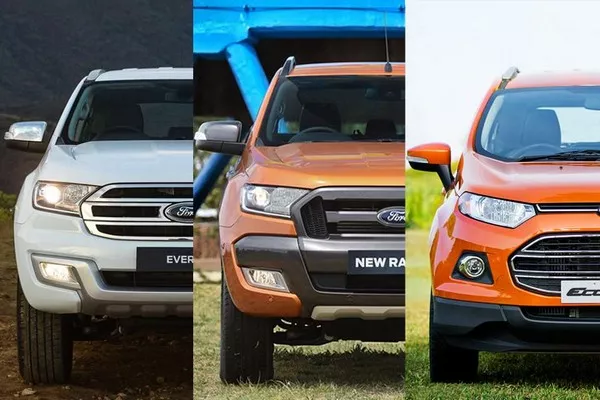 Ford EcoSport, Ranger and Everest front view