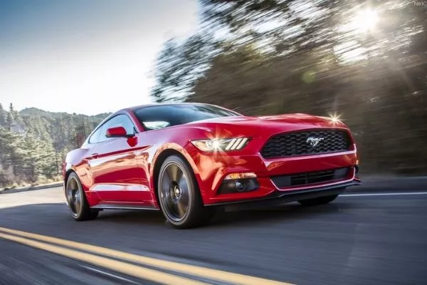 A picture of the Ecoboost Mustang on the highway