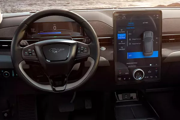 A picture of the interior of the Ford Mustang Mach-E crossover