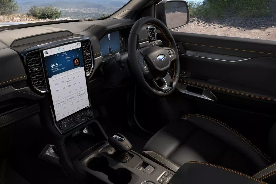 All-new Ford Ranger interior view with infotainment screen
