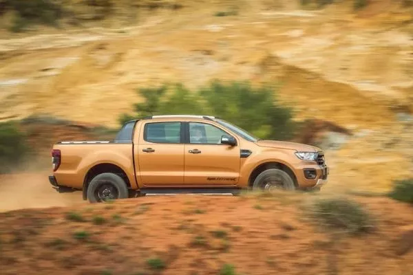 Ford Ranger Wildtrak travelling fast on the road