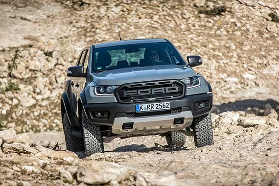 A picture of the Ranger Raptor travelling off-road.