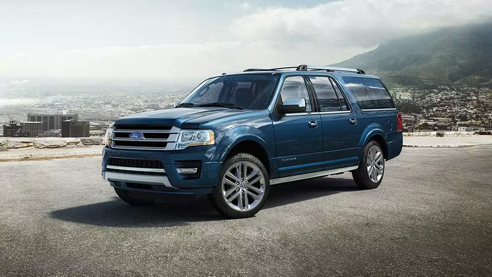 The Ford Expedition is often owned by a VIP angular front of a blue Ford Expedition