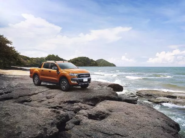 A Ford Ranger on the beach