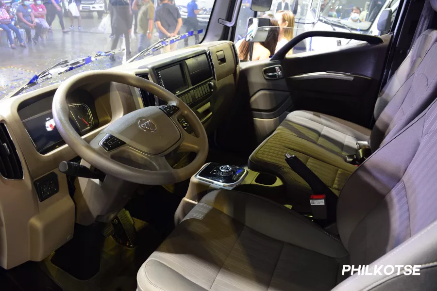 A picture of the driver's cabin of the Tornado EV.