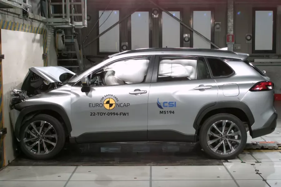 During the full width frontal crash test