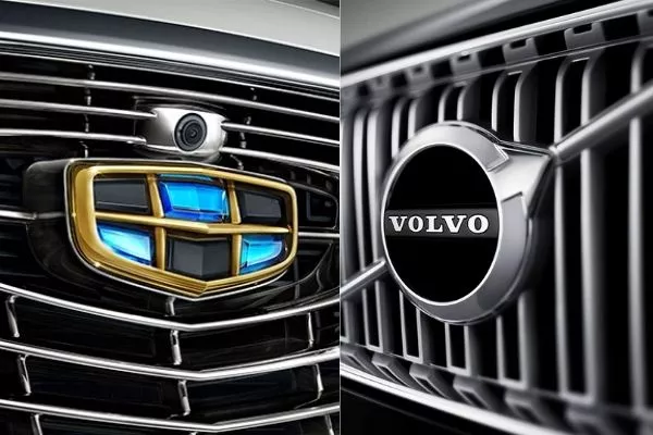 A picture of Volvo and Geely logos together.