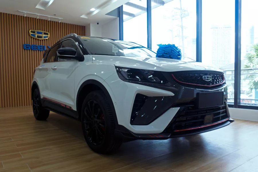 A picture of a Coolray on display at the Geely Ayala Malls the 30th store.