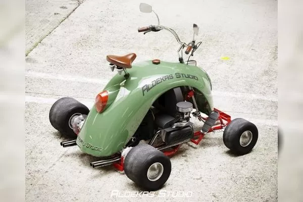 Back view of the rendered go-kart