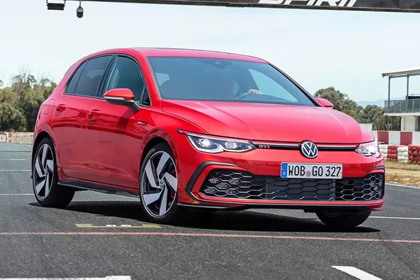 A picture of a red Golf GTI