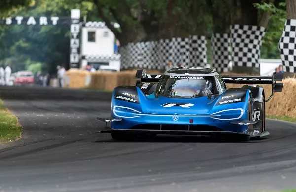 A picture of the Volkswagen ID.R running the Goodwood Hillclimb