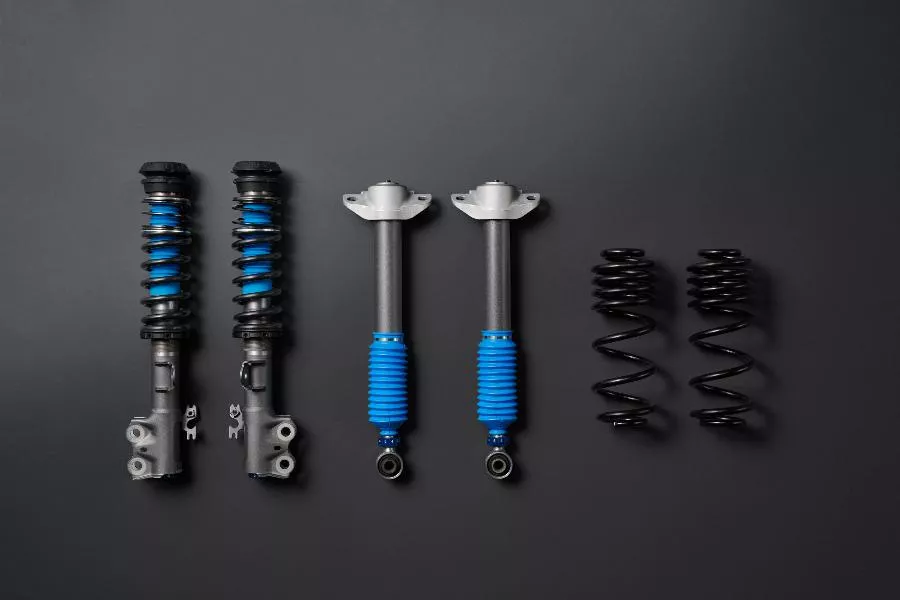 A picture of the Bilstein damping force type shock absorber for the GRMN Yaris Circuit Package