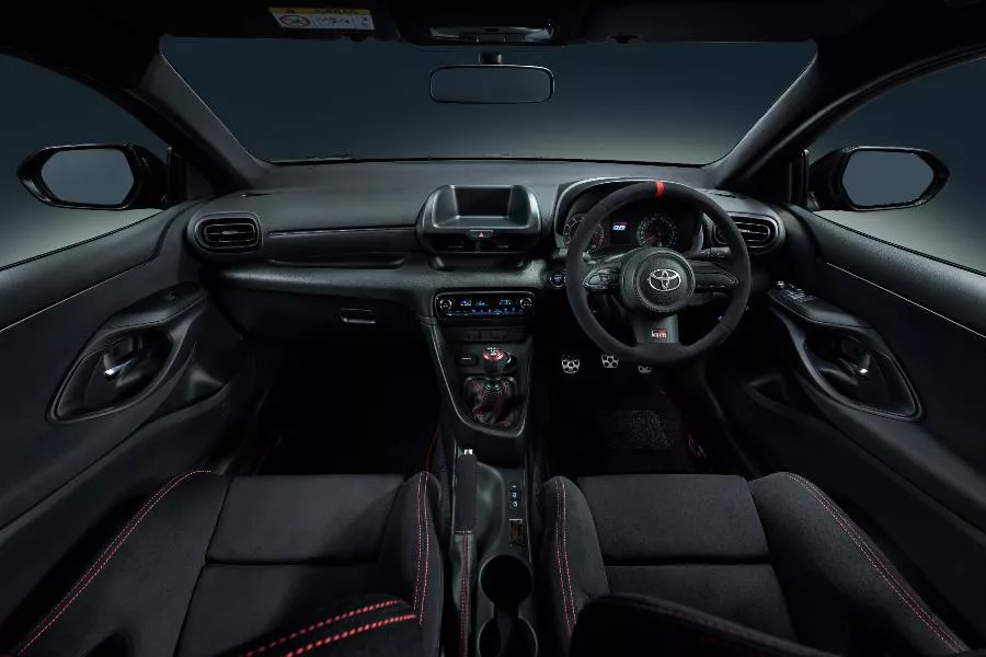 A picture of the interior of the GRMN Yaris.