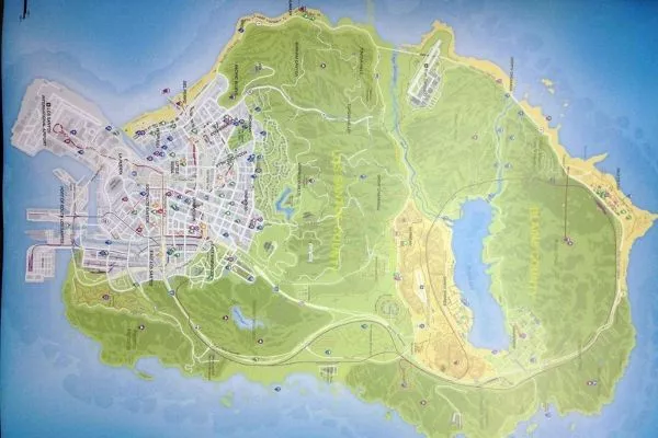 A picture of the GTA V game map