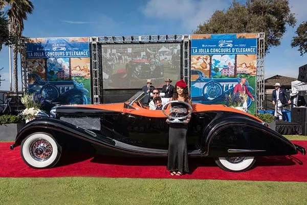 The 1935 Dussenberg SJ Gurney Nutting at the Concours awards ceremony