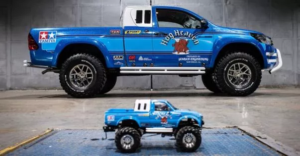 Toyota Hilux Bruiser side view and a toy model