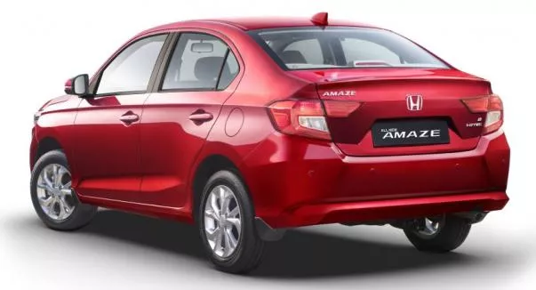 the angular rear Honda Brio Amaze 2018