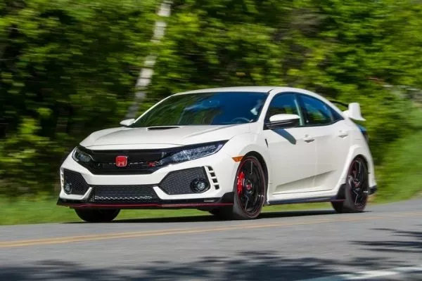 A white Civic Type R on the road