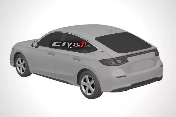 Rear view of the 2022 Civic Hatchback patent image