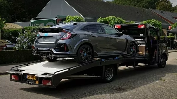 A picture of the 2020 Honda Civic Type R on a delivery truck