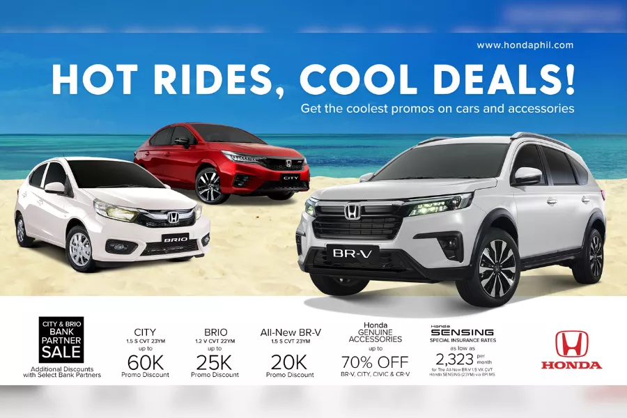 This promo comes just in time for those wanting a competent road-trip chariot this summer A picture of the Honda “Hot Rides Cool Deals” poster
