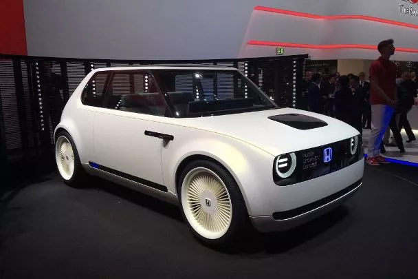 A white Honda Urban EV Concept angular front view