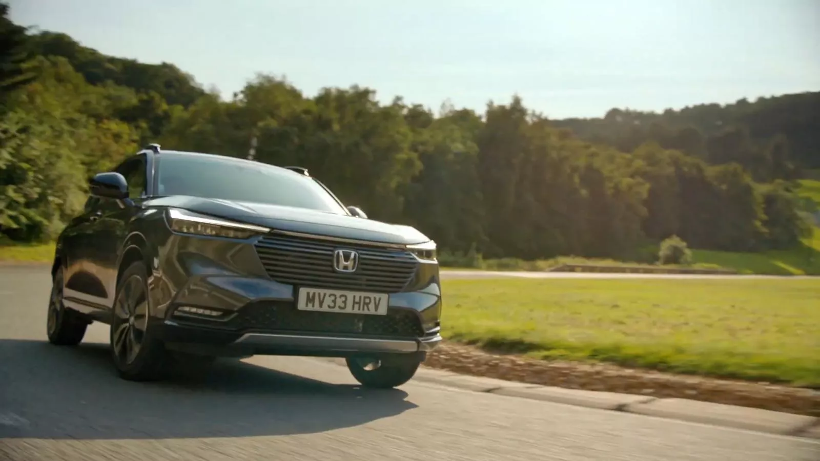 A picture of the Honda HR-V on a countryside road.