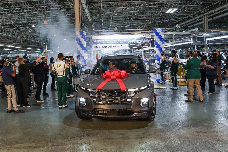 A picture of a Santa Cruz at the Hyundai Alabama Manufacturing Plant