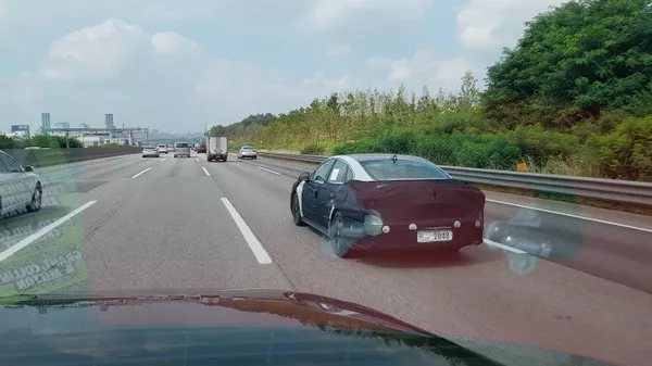 the rear of the spied Hyundai Sonata 2020