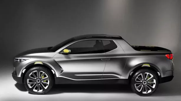 The forthcoming pickup would be similar in design to the Santa Cruz concept side view of the Hyundai Santa Cruz concept