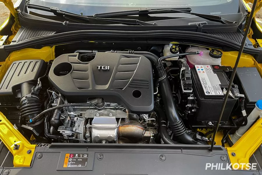 A picture of the MG GT's engine bay.
