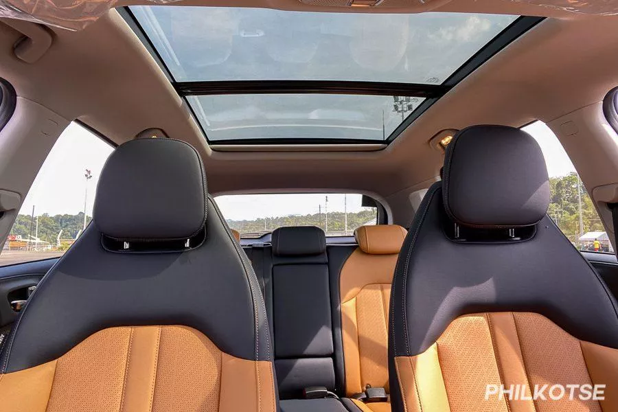 A picture of the interior of the GS4 with the sunroof in view