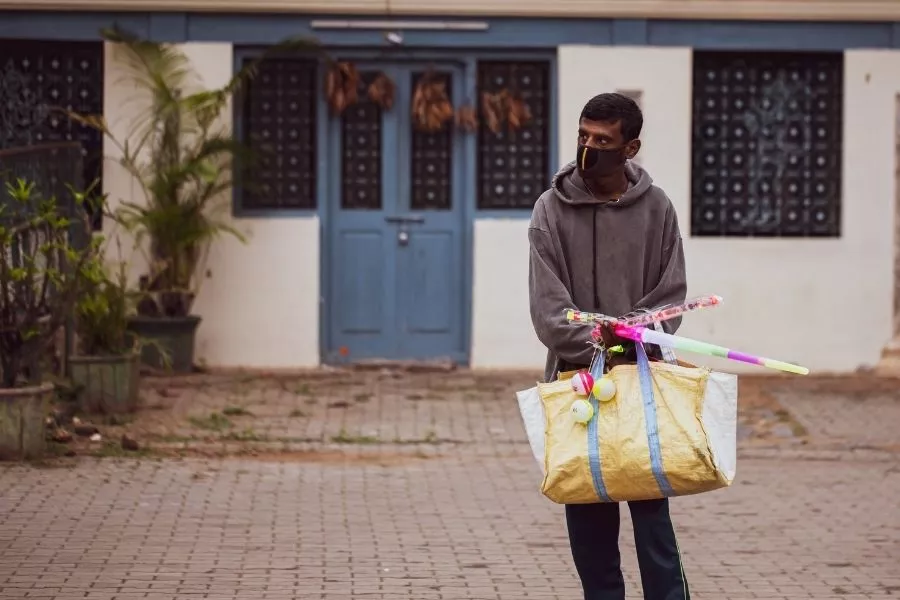 Man in India with a mask