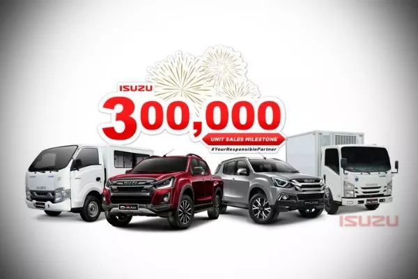 A picture of the 300k Isuzu sales milestone.