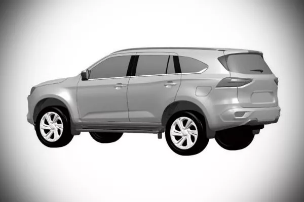 A picture of the side of the 2021 Isuzu mu-X patent image