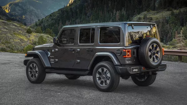 The angular rear of the Jeep Wrangler 2018
