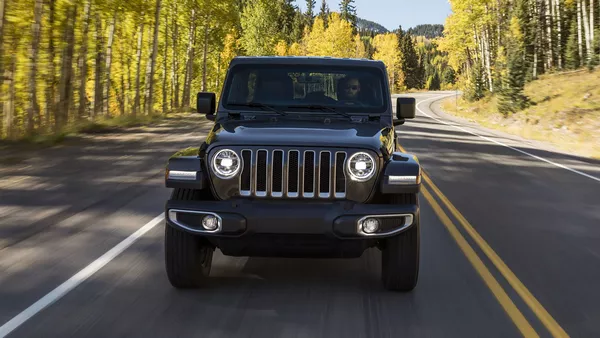 The front of the Jeep Wrangler 2018