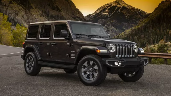 The angular front of the Jeep Wrangler 2018