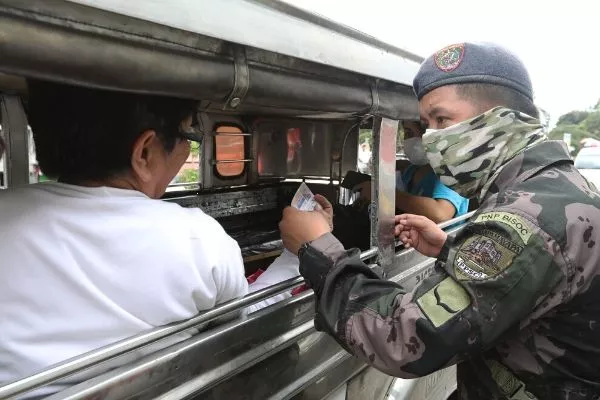 Jeepney at checkpoint