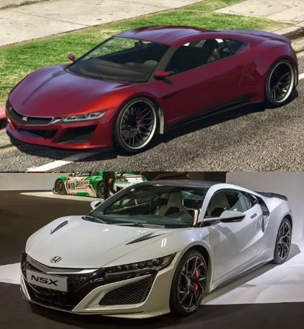 A picture of the Jester and the real life Honda NSX