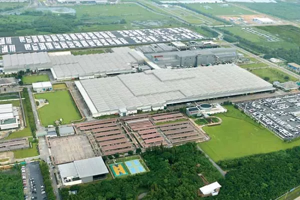 A picture of the Toyota plant in Thailand from the sky