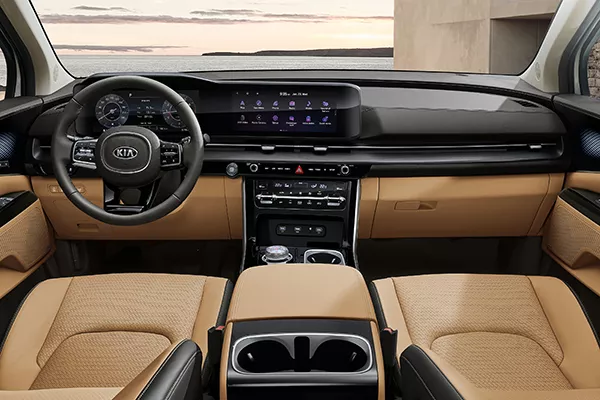 The interior of the new Carnival is definitely more premium than the outgoing version A picture of the interior of the next-gen Kia Carnival.