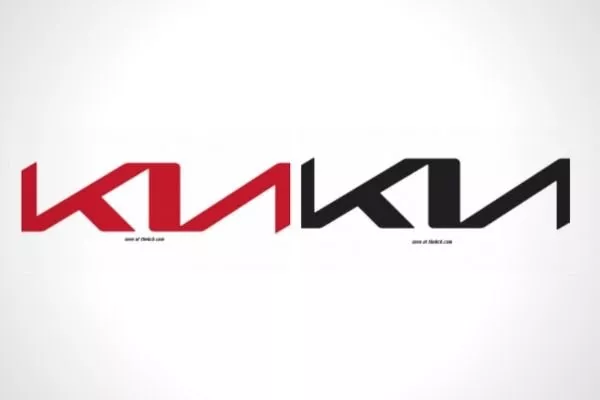 The new Kia logo in black and red
