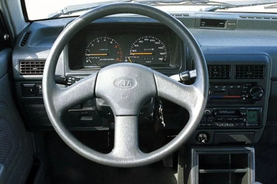 A picture of the Kia Pride's interior