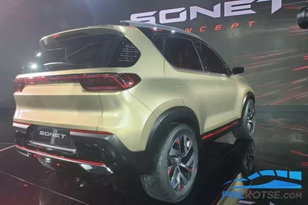 A picture of the rear of the Kia Sonet at the 2020 Auto Expo