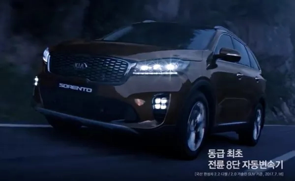 the angular front of the Kia Sorento 2019 facelift