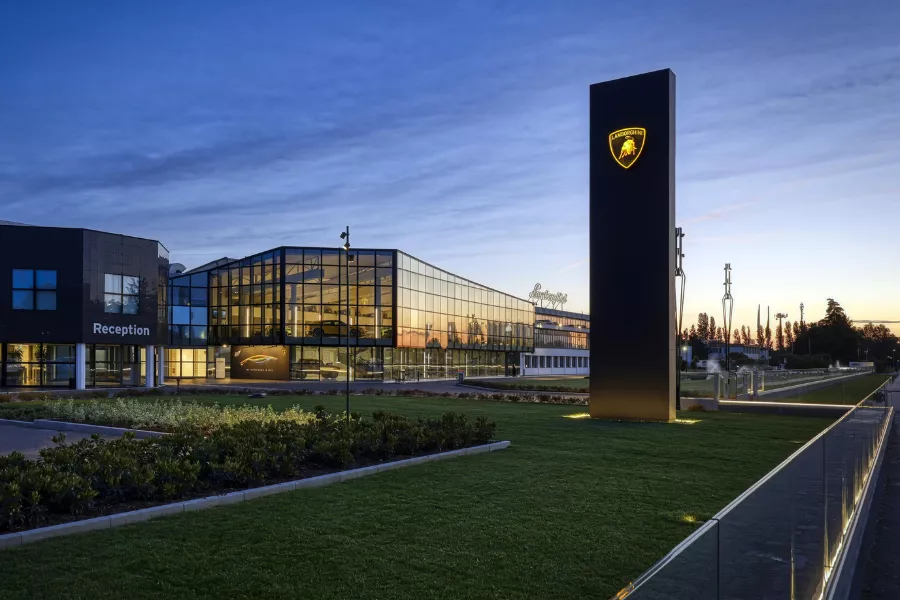 A picture of the Lamborghini headquarters.