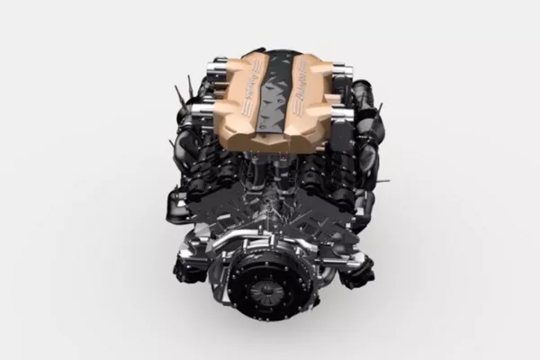 The V12 engine of Lamborghini