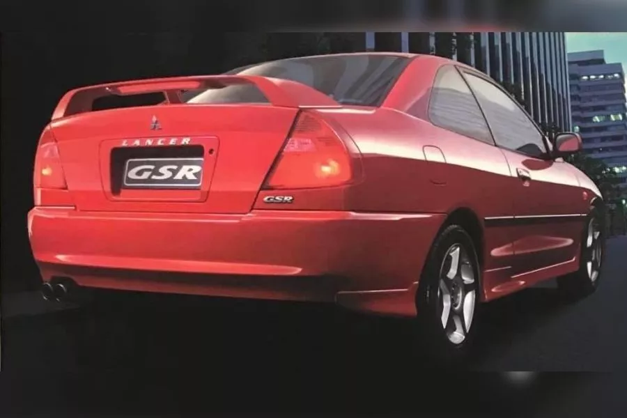 A picture of the rear of the Lancer GSR from a brochure